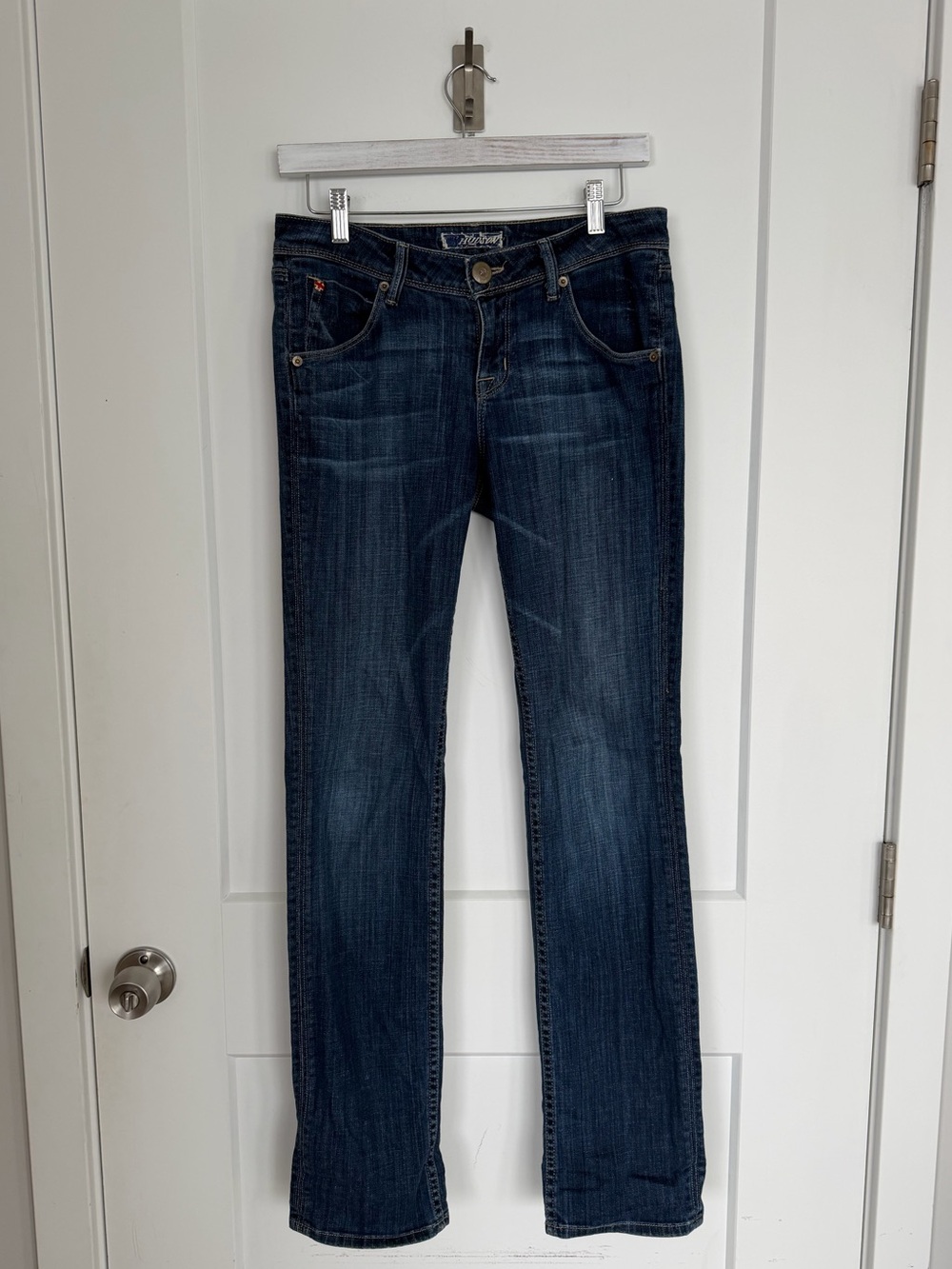 Hudson Jeans Low Rise Flap Pocket Straight Leg Jeans Dark Wash - Size 28